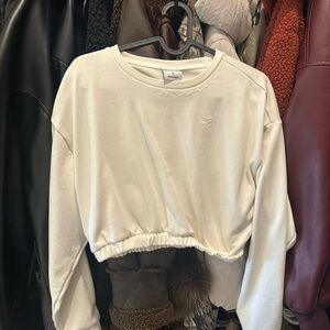 Gymshark Cream Cropped Crew Neck Sweatshirt